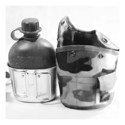 Cantimplora De Alta Calidad De 1 Litro Con Base De Aluminio - Gris Pixelado - SUIZA + XTREME