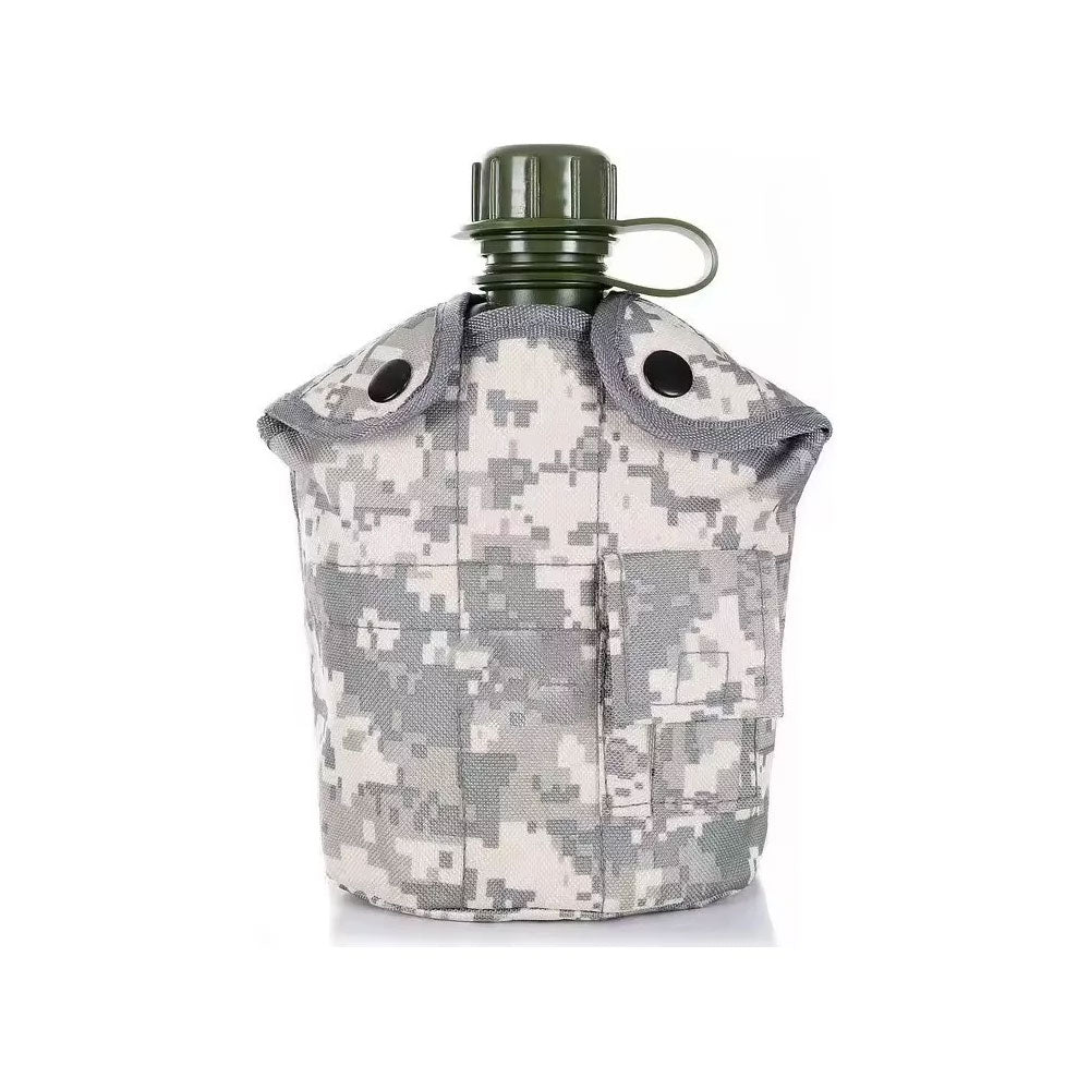 Cantimplora De Alta Calidad De 1 Litro Con Base De Aluminio - Gris Pixelado - SUIZA + XTREME