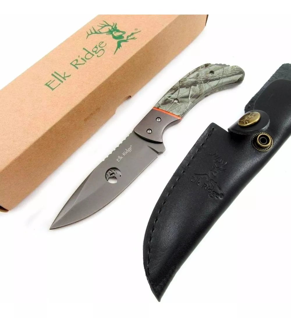 Cuchillo De Caceria Full Tang Elk Ridge 554 Camo Con Personalizado Laser en la hoja - SUIZA + XTREME