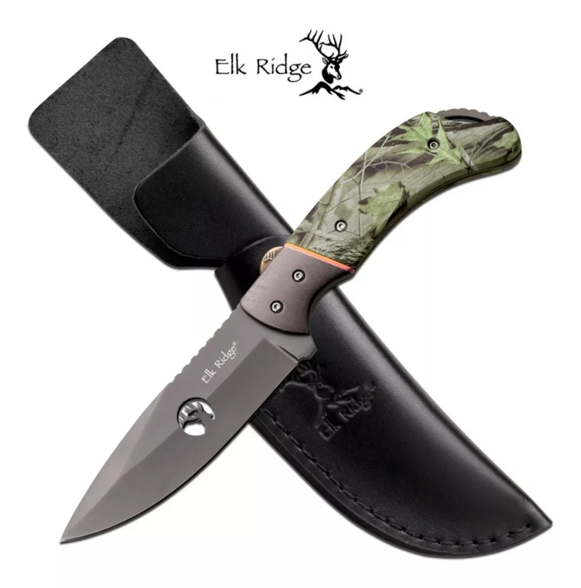 Cuchillo De Caceria Full Tang Elk Ridge 554 Camo Con Personalizado Laser en la hoja - SUIZA + XTREME