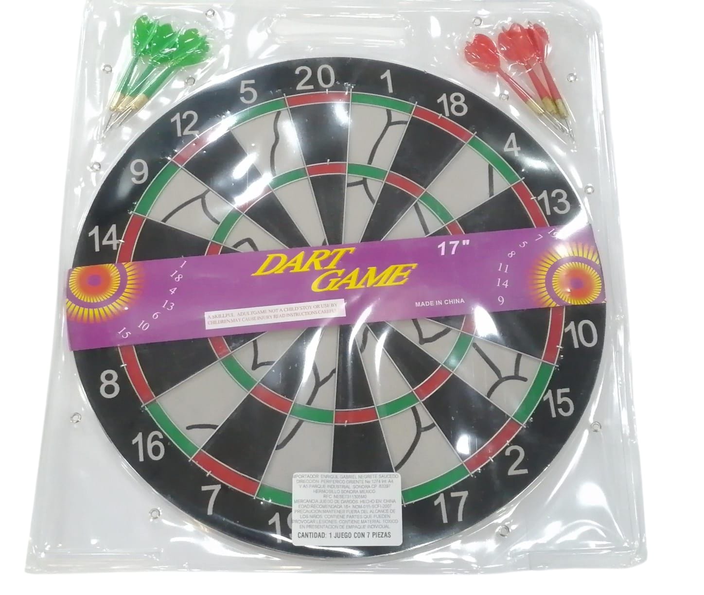 Dardera DeTiro Al Blanco Diana 6 Dardos Doble Cara 17 de Pulgadas - SUIZA + XTREME