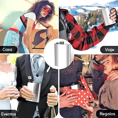 Licorera Anfora 9oz Bolsillo Acero Inoxidable Personalizada
