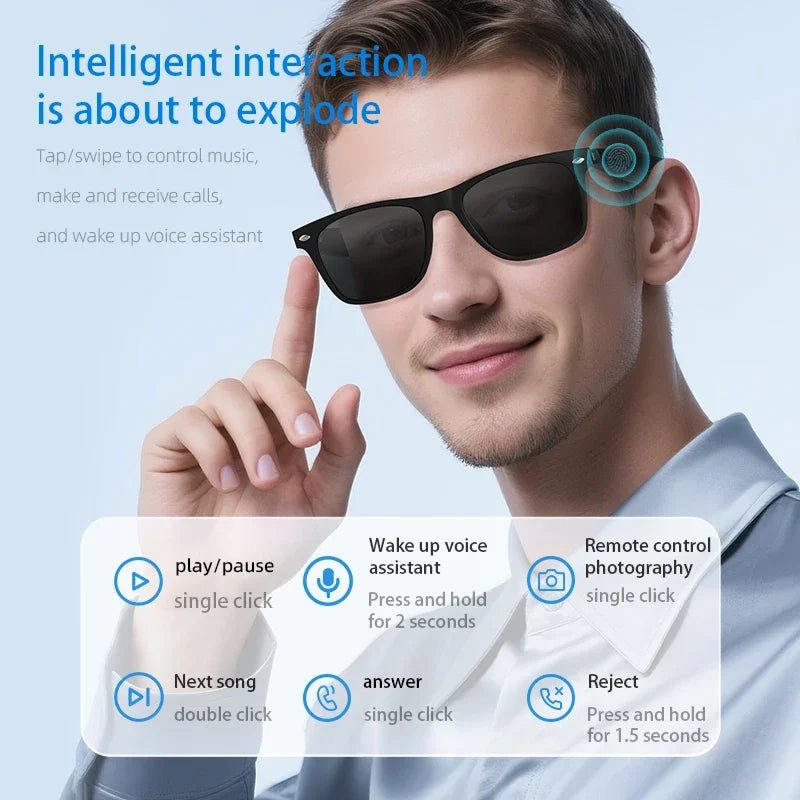 Gafas inteligentes con Bluetooth, audio, música, llamadas, lentes polarizadas antiluz azul para hombres, gafas de sol inteligentes inalámbricas - SUIZA + XTREME