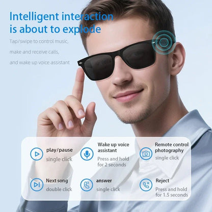 Gafas inteligentes con Bluetooth, audio, música, llamadas, lentes polarizadas antiluz azul para hombres, gafas de sol inteligentes inalámbricas - SUIZA + XTREME