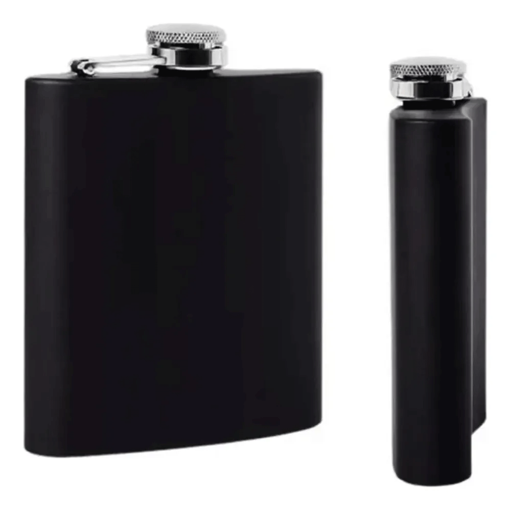 Licorera Anfora 7oz Bolsillo Acero Inoxidable Personalizada - Negra - SUIZA + XTREME