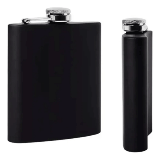 Licorera Anfora 7oz Bolsillo Acero Inoxidable Personalizada - Negra - SUIZA + XTREME