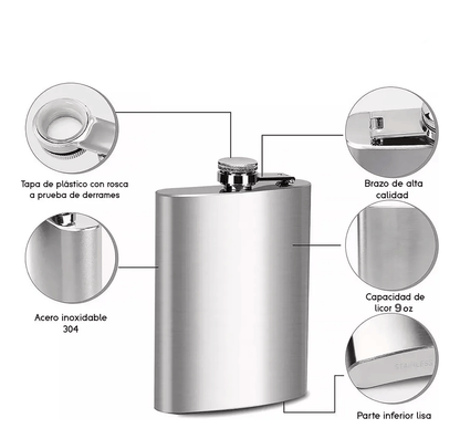 Licorera Anfora 9oz Bolsillo Acero Inoxidable Personalizada - SUIZA + XTREME