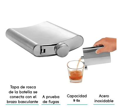 Licorera Anfora 9oz Bolsillo Acero Inoxidable Personalizada - SUIZA + XTREME