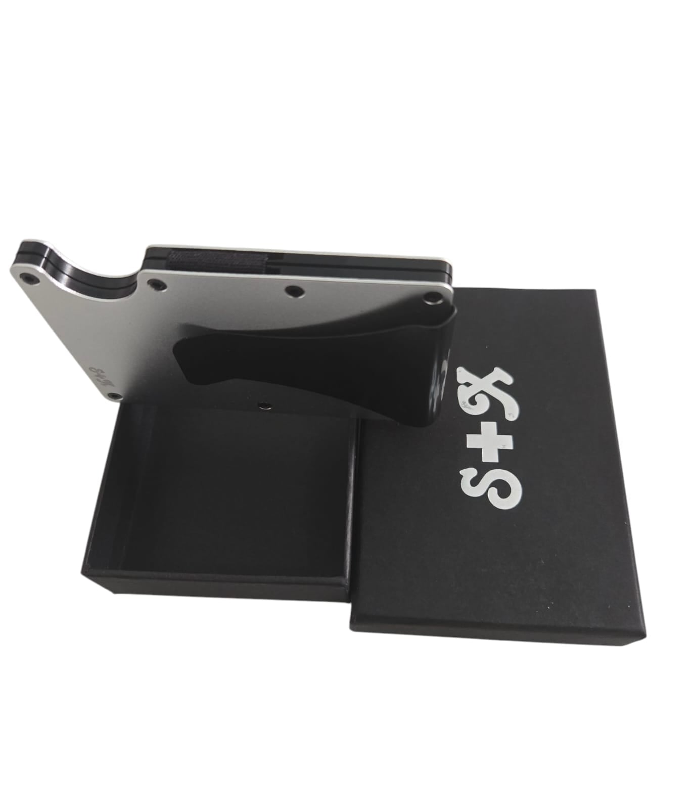 Money Clip S + X Para Tarjetas Y Billetes De Alta Calidad Con Personalizado Laser - Gris Metalico - SUIZA + XTREME