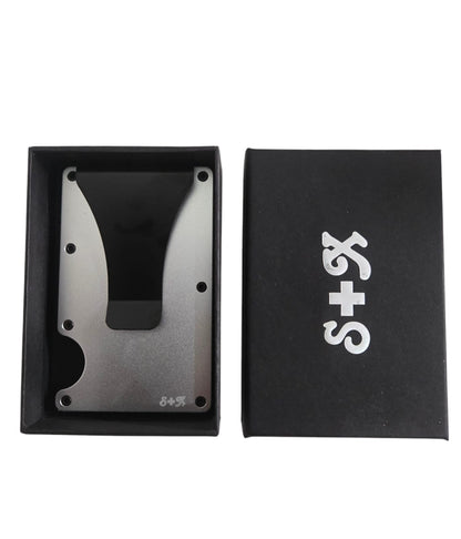 Money Clip S + X Para Tarjetas Y Billetes De Alta Calidad Con Personalizado Laser - Gris Metalico - SUIZA + XTREME