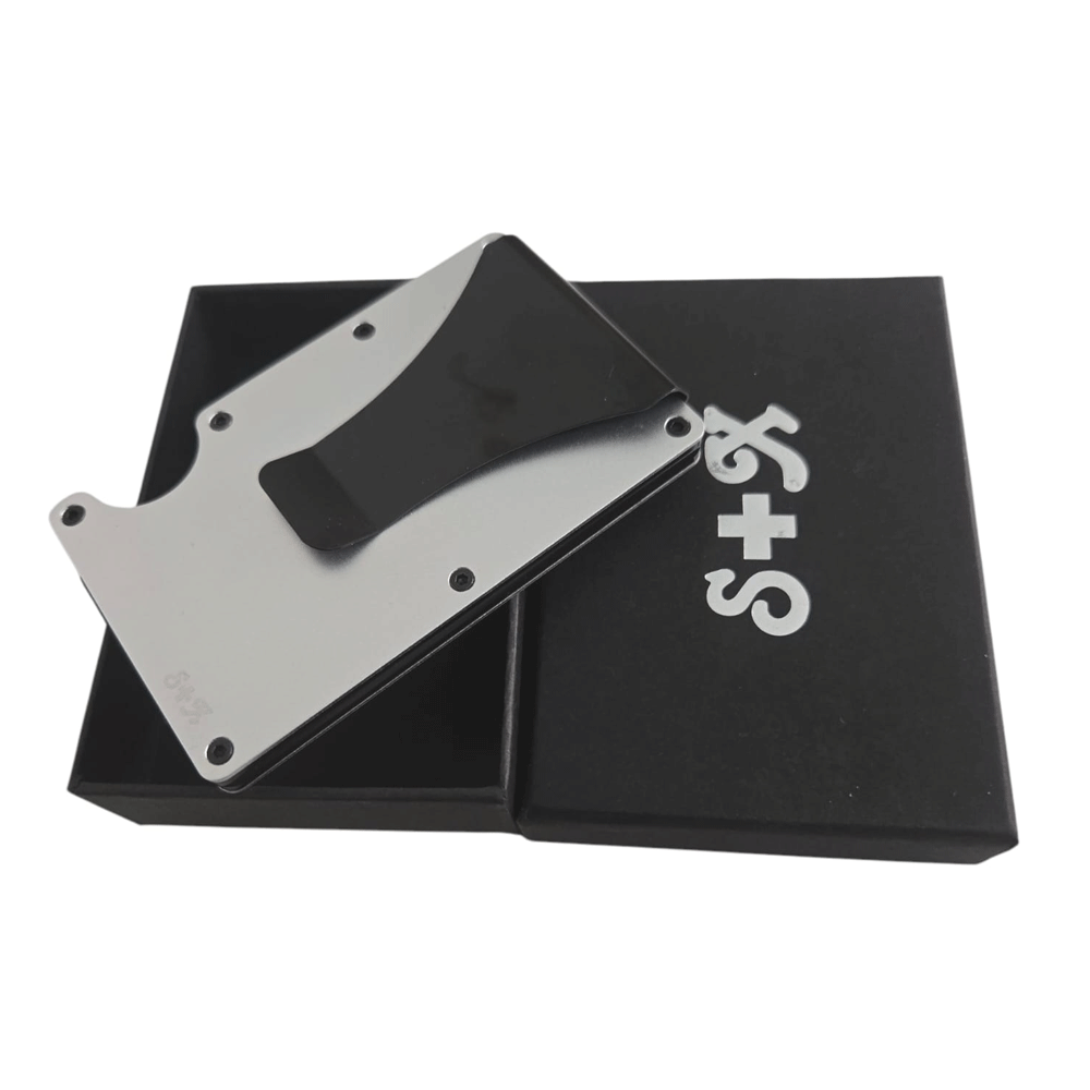 Money Clip S + X Para Tarjetas Y Billetes De Alta Calidad Con Personalizado Laser - Gris Metalico - SUIZA + XTREME