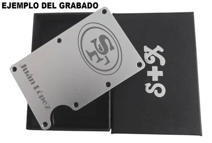 Money Clip S + X Para Tarjetas Y Billetes De Alta Calidad Con Personalizado Laser - Gris Metalico - SUIZA + XTREME