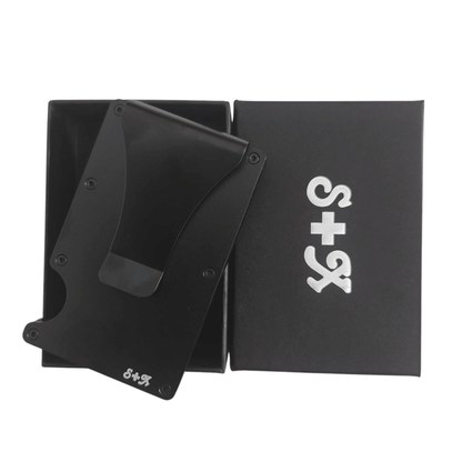 Money Clip S + X Para Tarjetas Y Billetes De Alta Calidad Con Personalizado Laser - Negro - SUIZA + XTREME