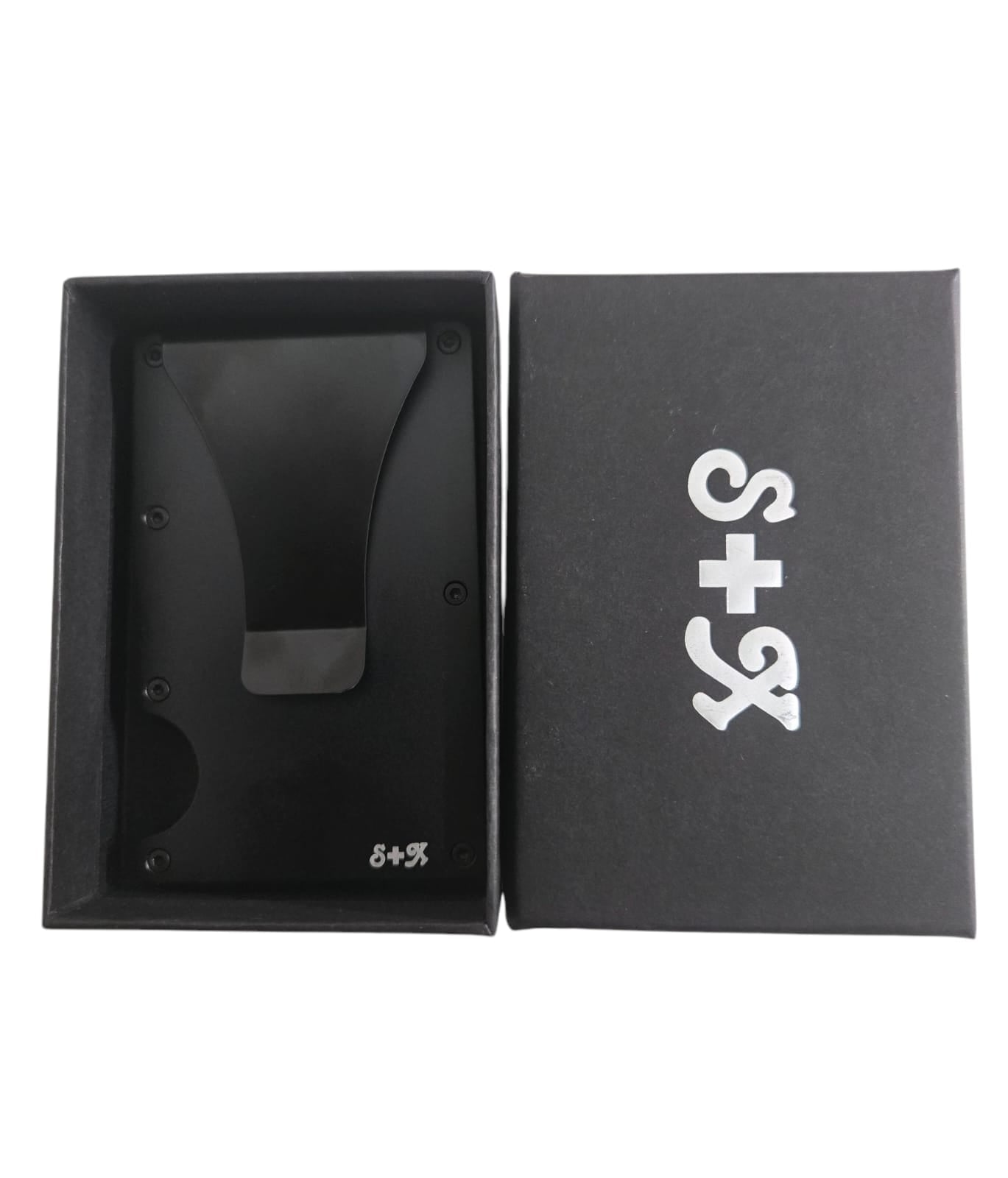 Money Clip S + X Para Tarjetas Y Billetes De Alta Calidad Con Personalizado Laser - Negro - SUIZA + XTREME