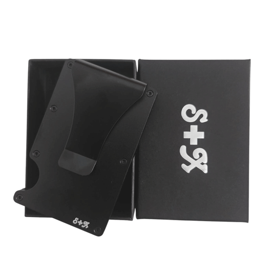 Money Clip S + X Para Tarjetas Y Billetes De Alta Calidad Con Personalizado Laser - Negro