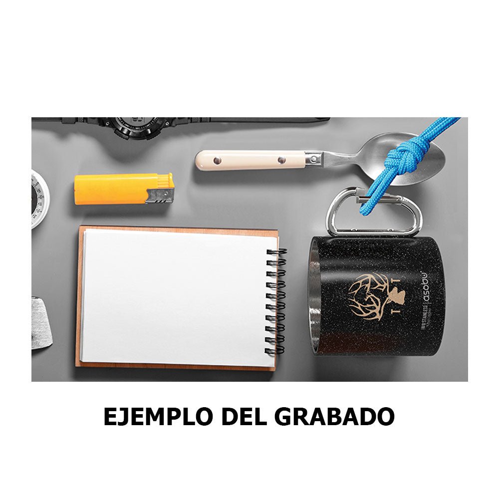 Taza Termica Asobu De Campismo Acero Inoxidable Doble Pared Con Grabado Personalizado Laser - Blanca - SUIZA + XTREME
