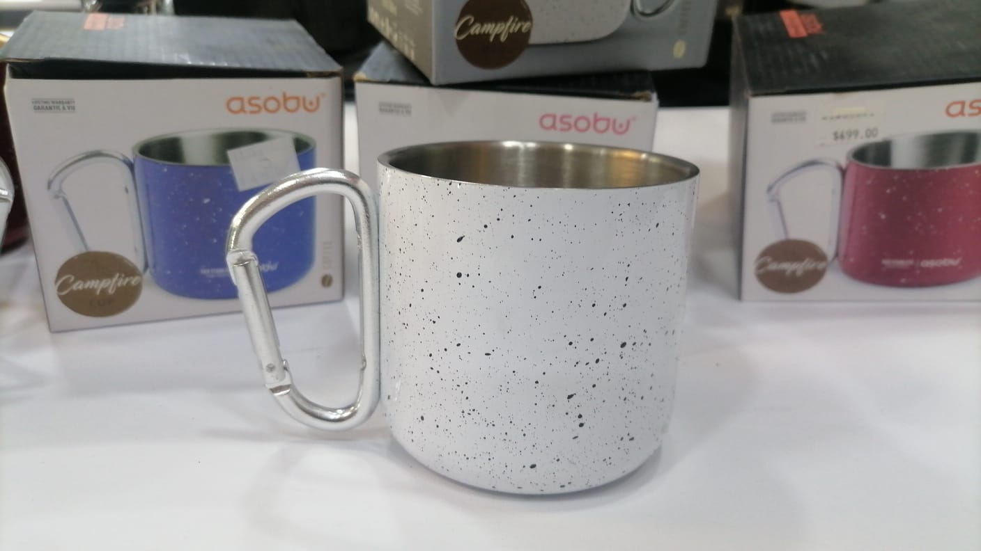 Taza Termica Asobu De Campismo Acero Inoxidable Doble Pared Con Grabado Personalizado Laser - Blanca - SUIZA + XTREME