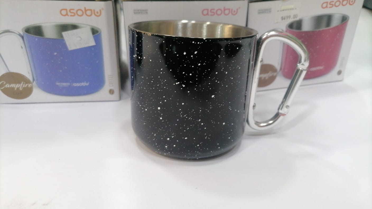 Taza Termica Asobu De Campismo Acero Inoxidable Doble Pared Con Grabado Personalizado Laser - Negra - SUIZA + XTREME
