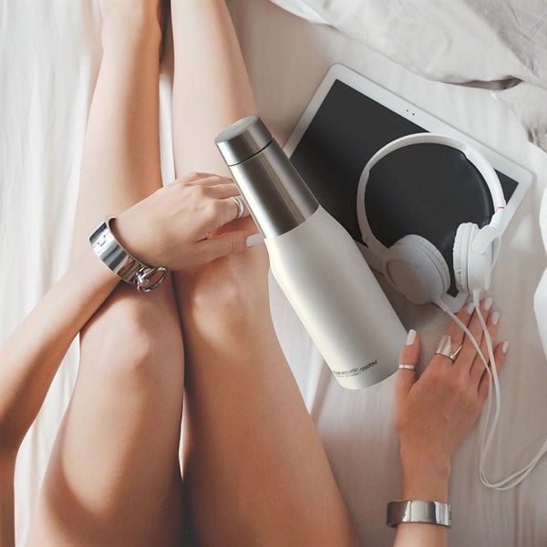 Termo Botella Asobu 600 Ml Travel Bottle A Prueba De Fugas Con Grabado Personalizado Laser - Blanco - SUIZA + XTREME
